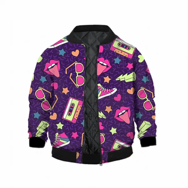 Accessories Doodle Pattern Bomber Jacket