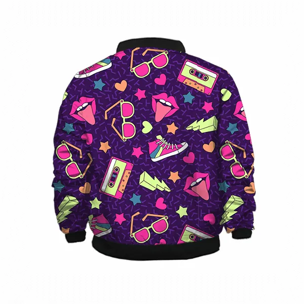 Accessories Doodle Pattern Bomber Jacket