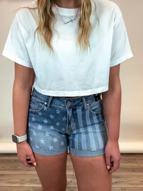 American Flag Denim Shorts