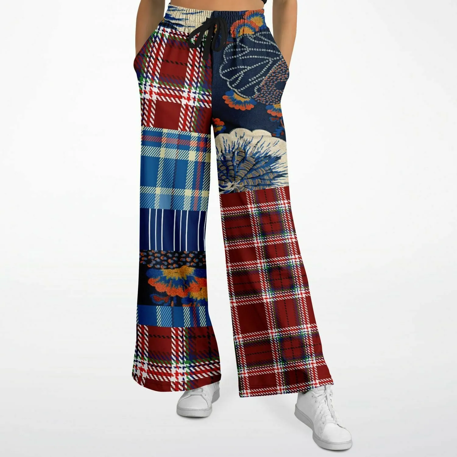 Andromeda Blue Hobo Patchwork Eco-Poly Wide Leg Pants