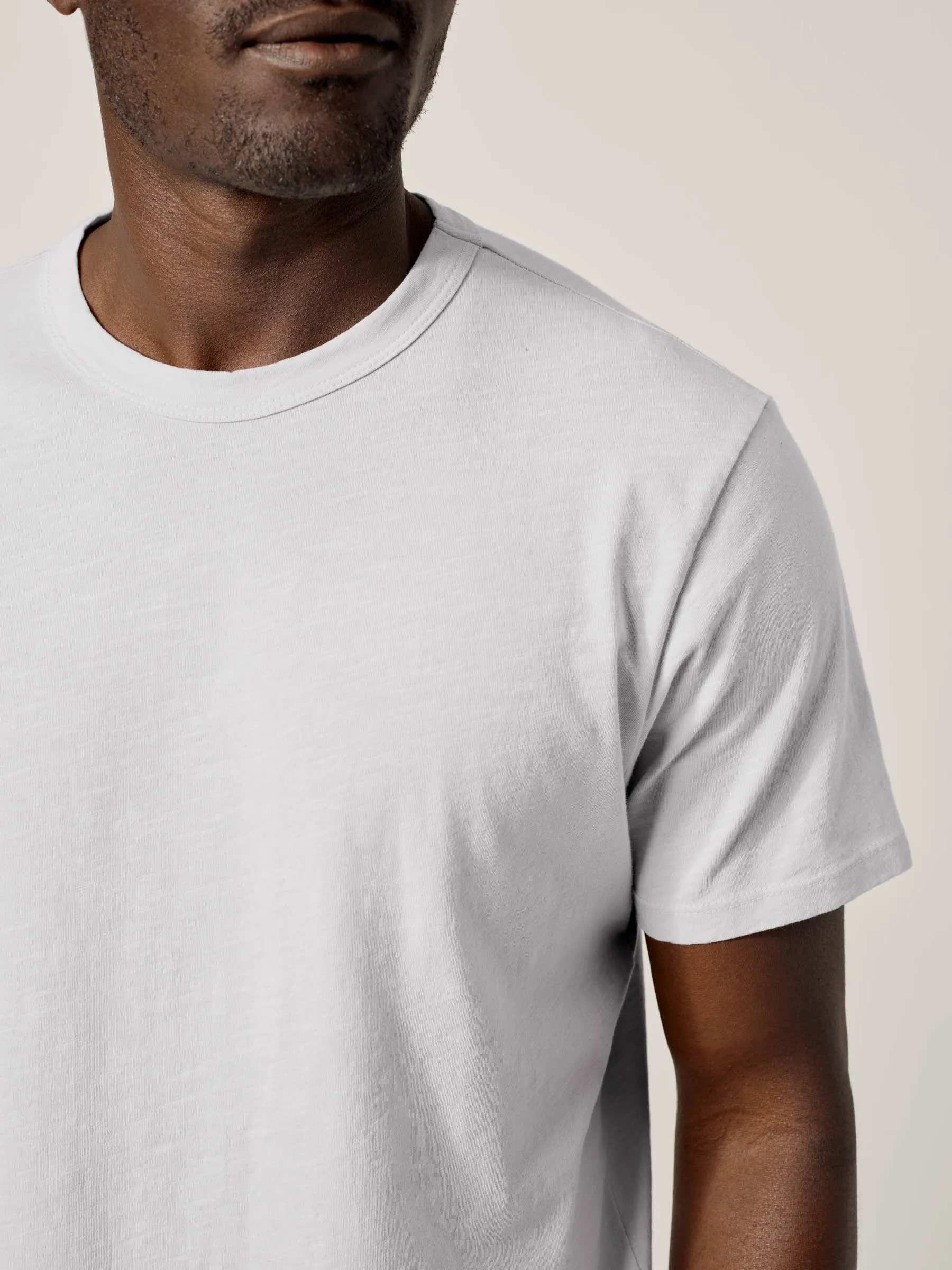 Army Grey Slub Curved Hem Tee