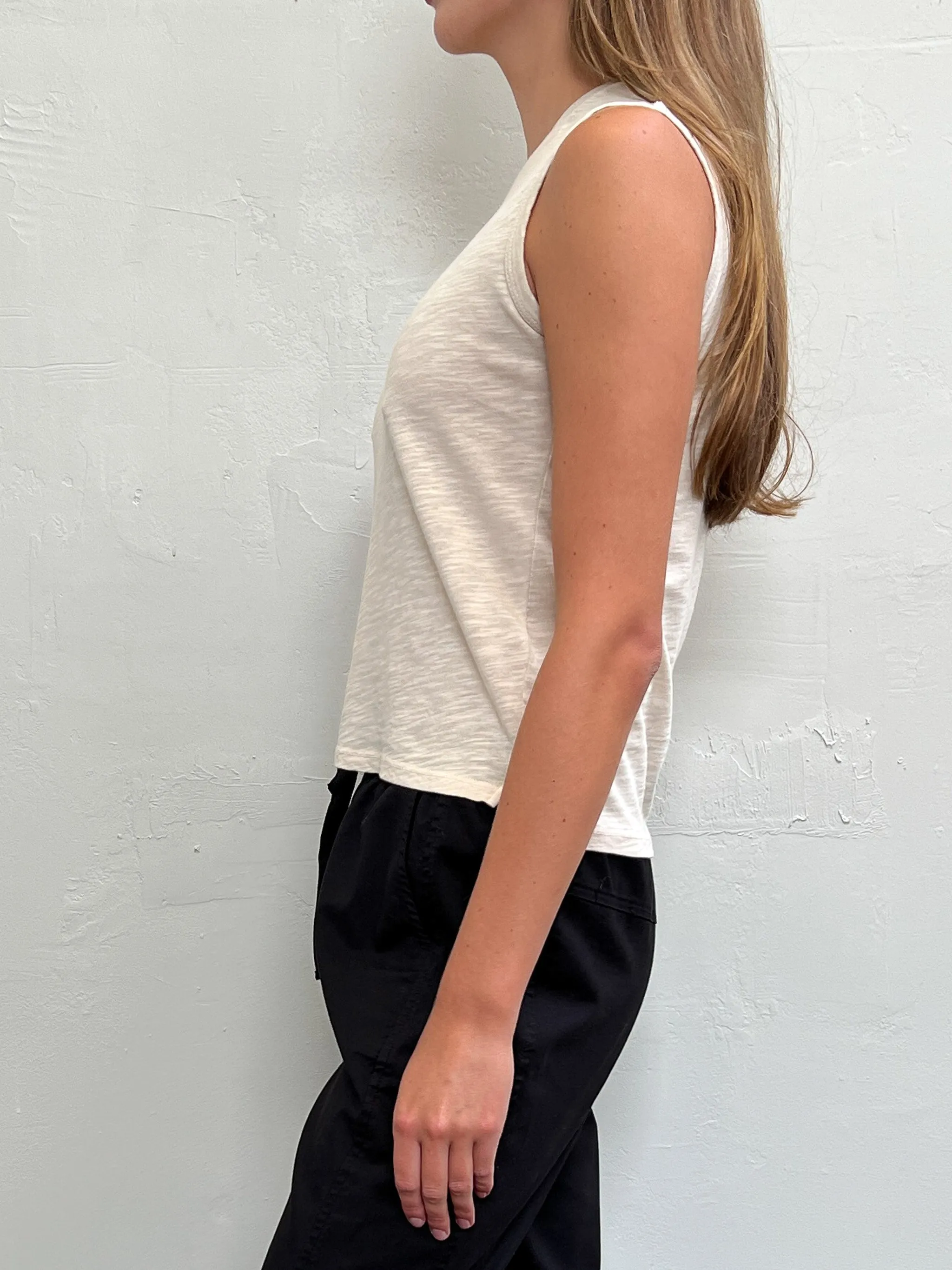 Ava Crop Tank in Supima Slub - Cement