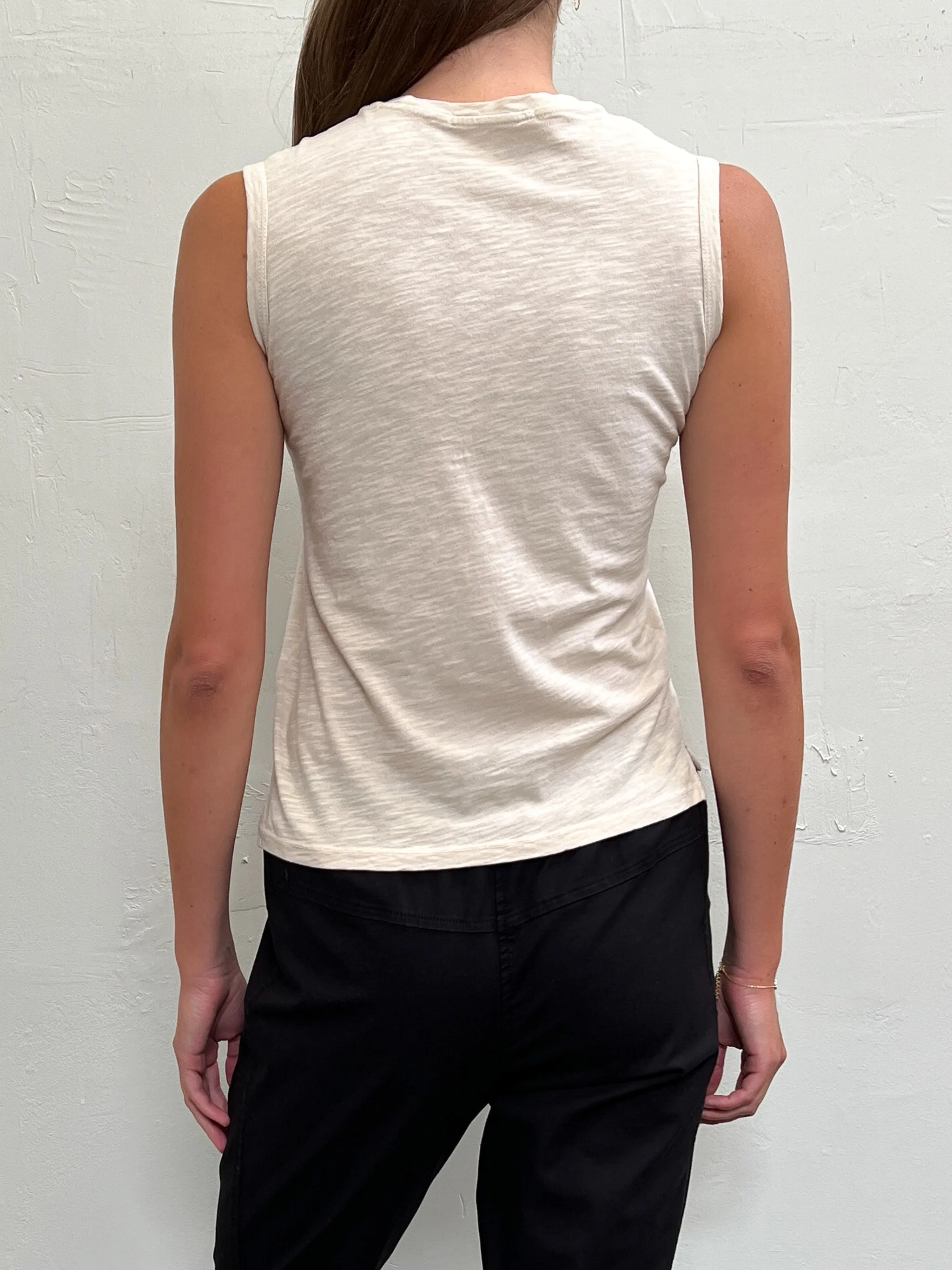 Ava Crop Tank in Supima Slub - Cement