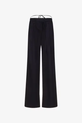 Black Drawstring Poplin Pants