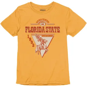 Blue 84 Women's Vault Florida State 1993 National Champs Design Short Sleeve Slub T-shirt - Gold