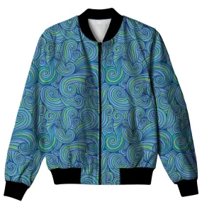 Blue Swirl Pattern All Over Printed Jacket