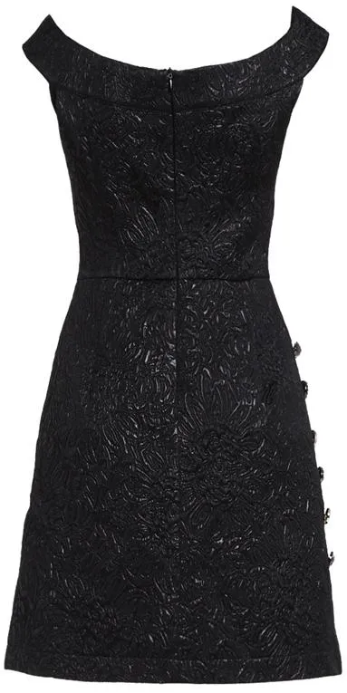 Bow-Embellished Jacquard Dress