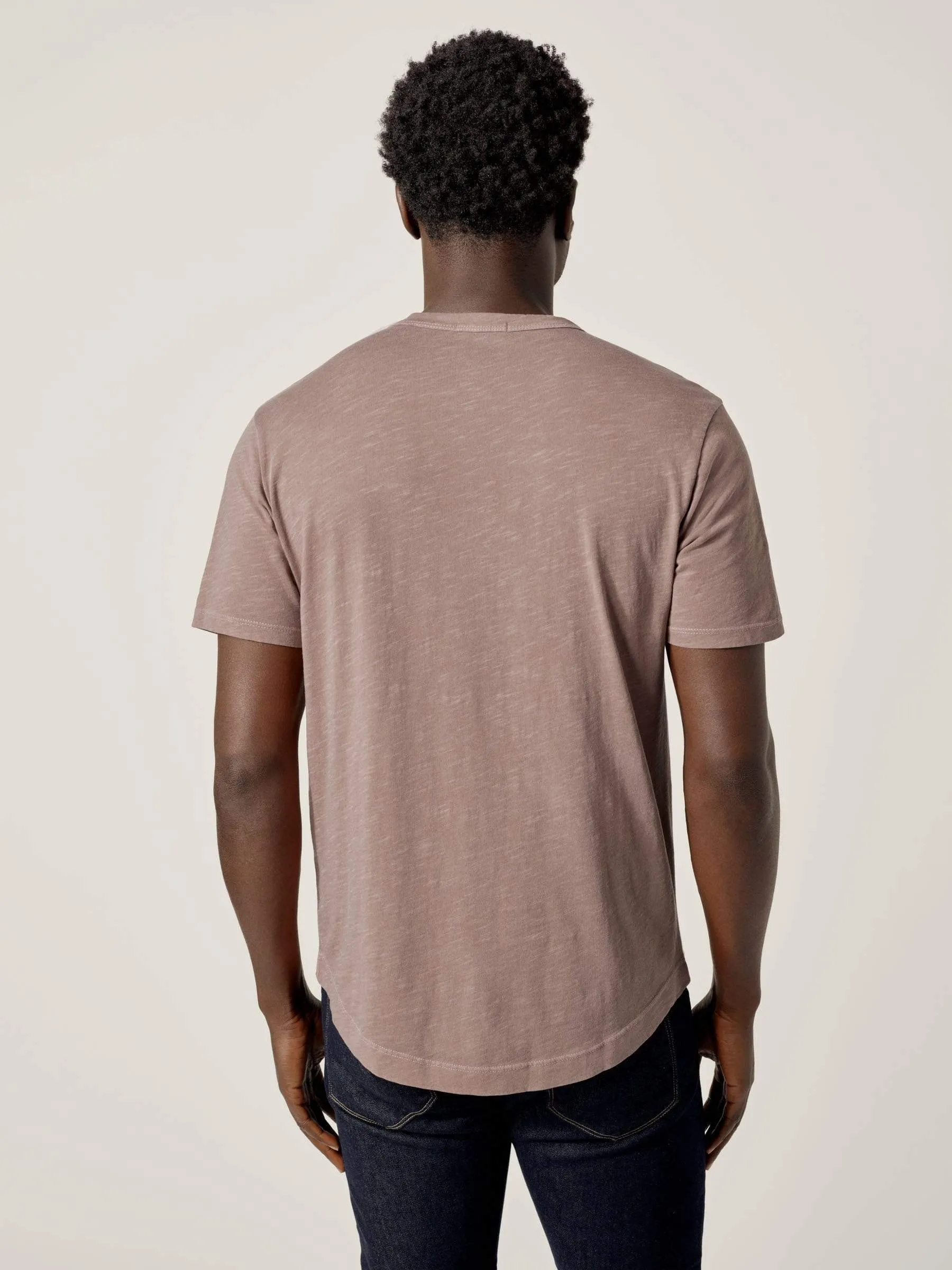 Brick Venice Wash Slub Curved Hem Tee