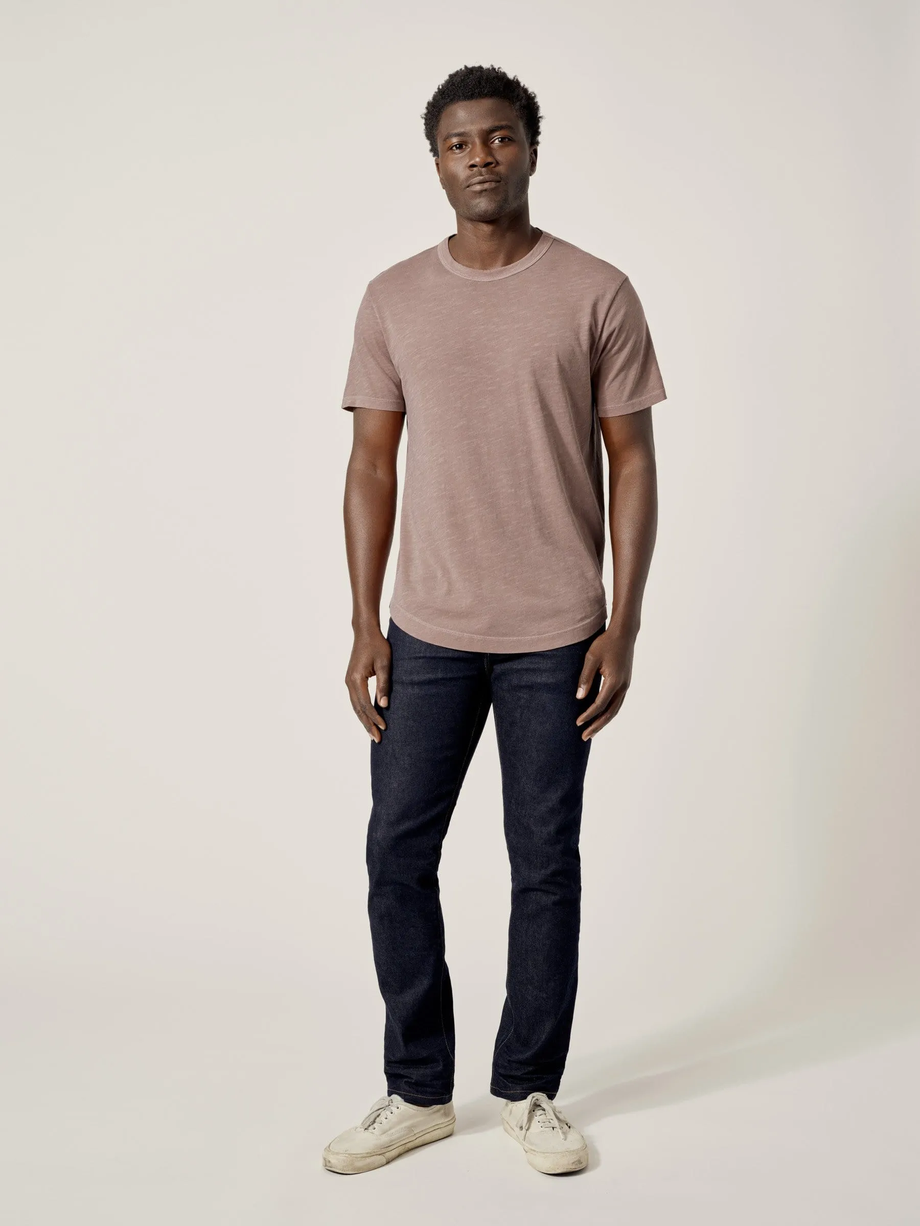 Brick Venice Wash Slub Curved Hem Tee