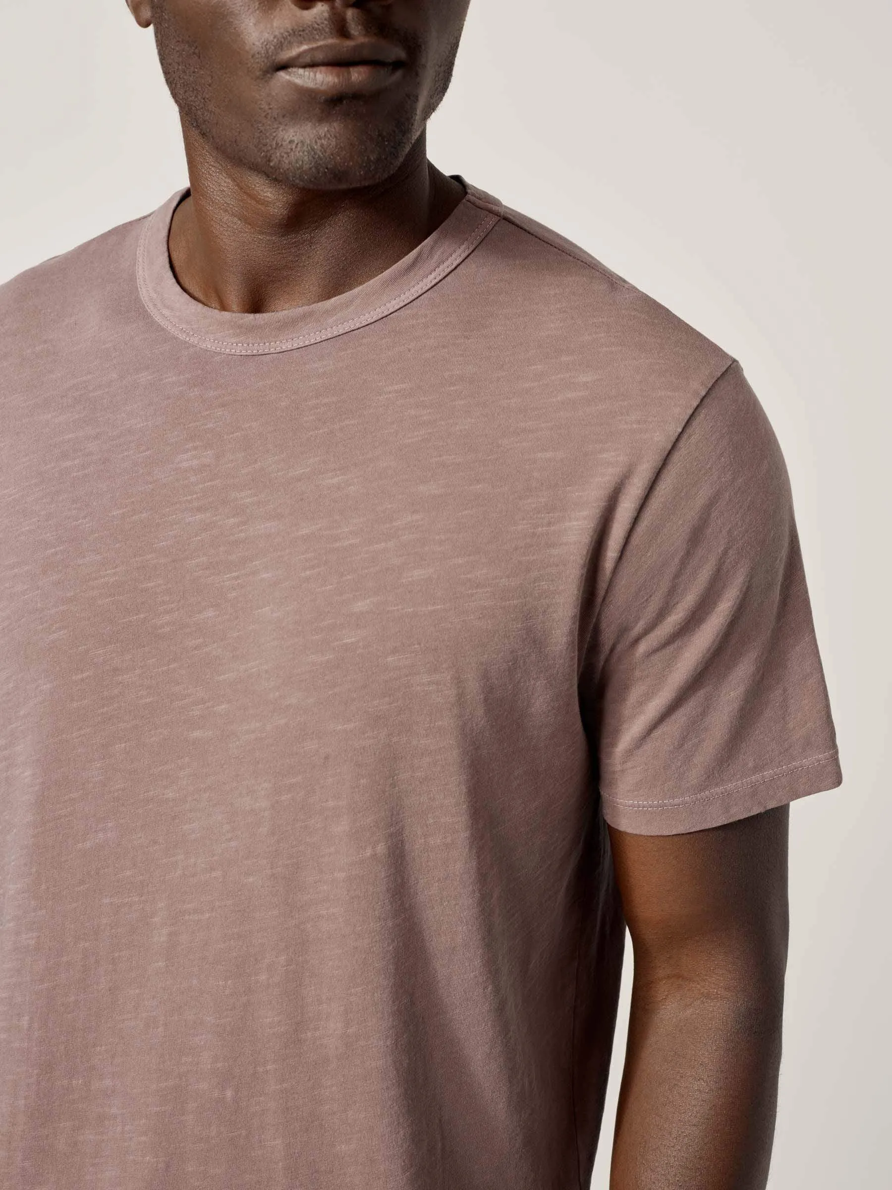 Brick Venice Wash Slub Curved Hem Tee