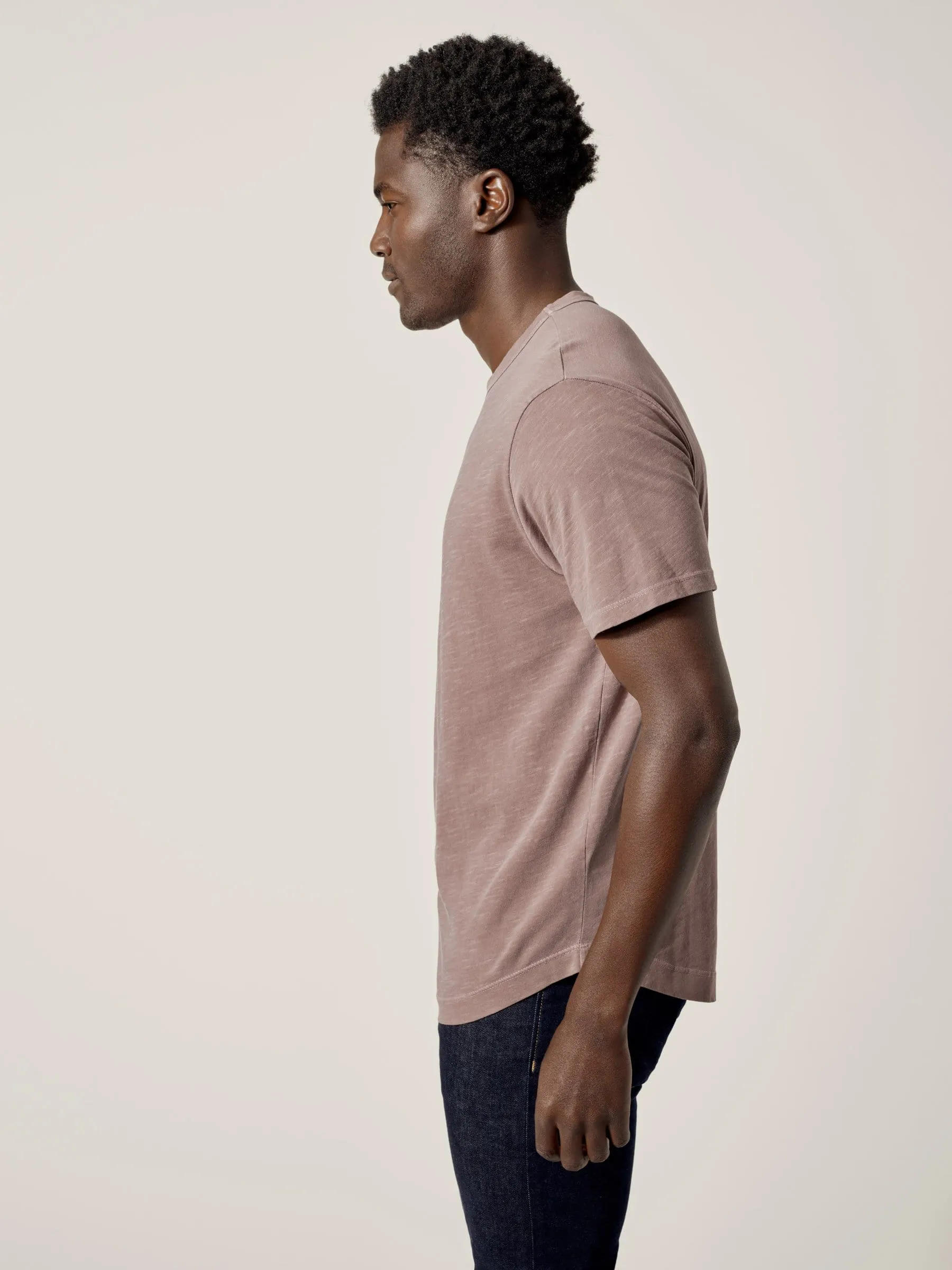 Brick Venice Wash Slub Curved Hem Tee