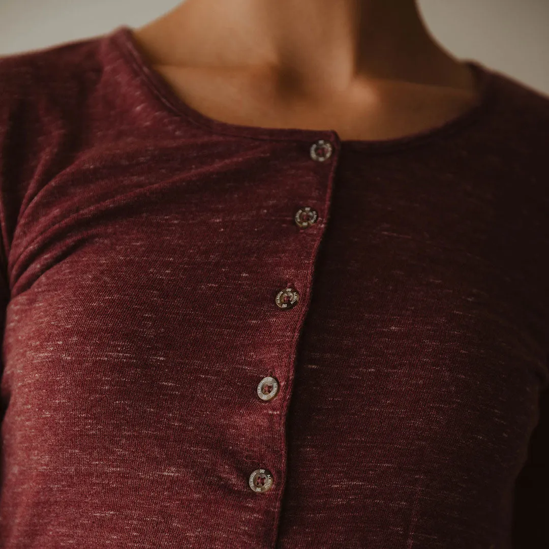 Cabin Fever Henley, Heather Maroon