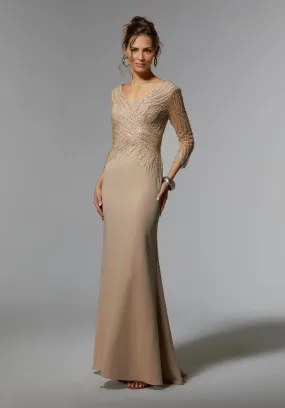 Champagne Sheath Sequins V-Neck Mother of the Bride Dresse Wedding Guest Party Dresses