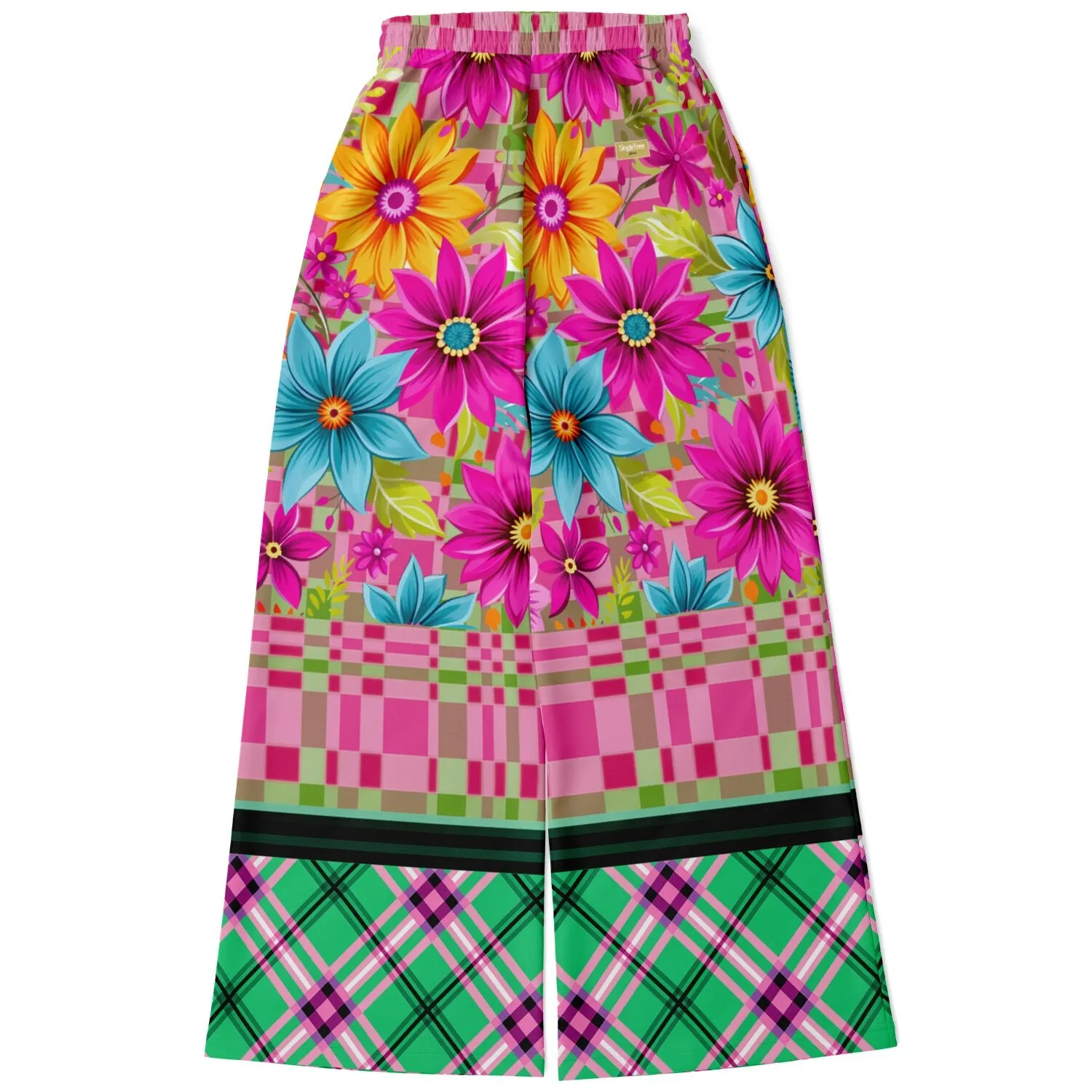 Cool Pink Jubilee Plaid Eco-Poly Wide Leg Pants