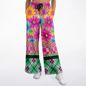 Cool Pink Jubilee Plaid Eco-Poly Wide Leg Pants