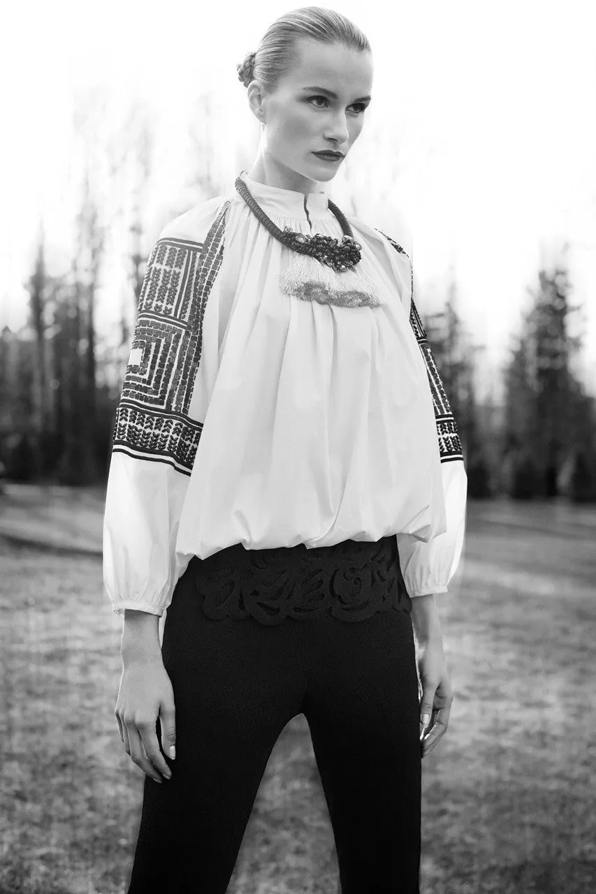 Cotton Shirting Peasant Blouse