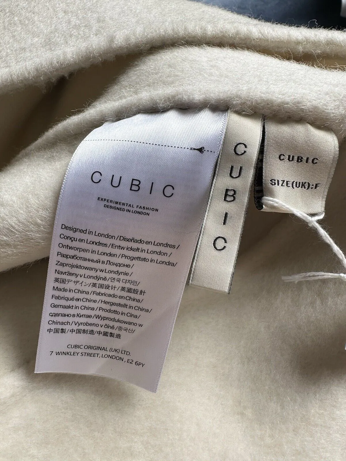 Cubic cream cashmere blend coat size UK10/US6