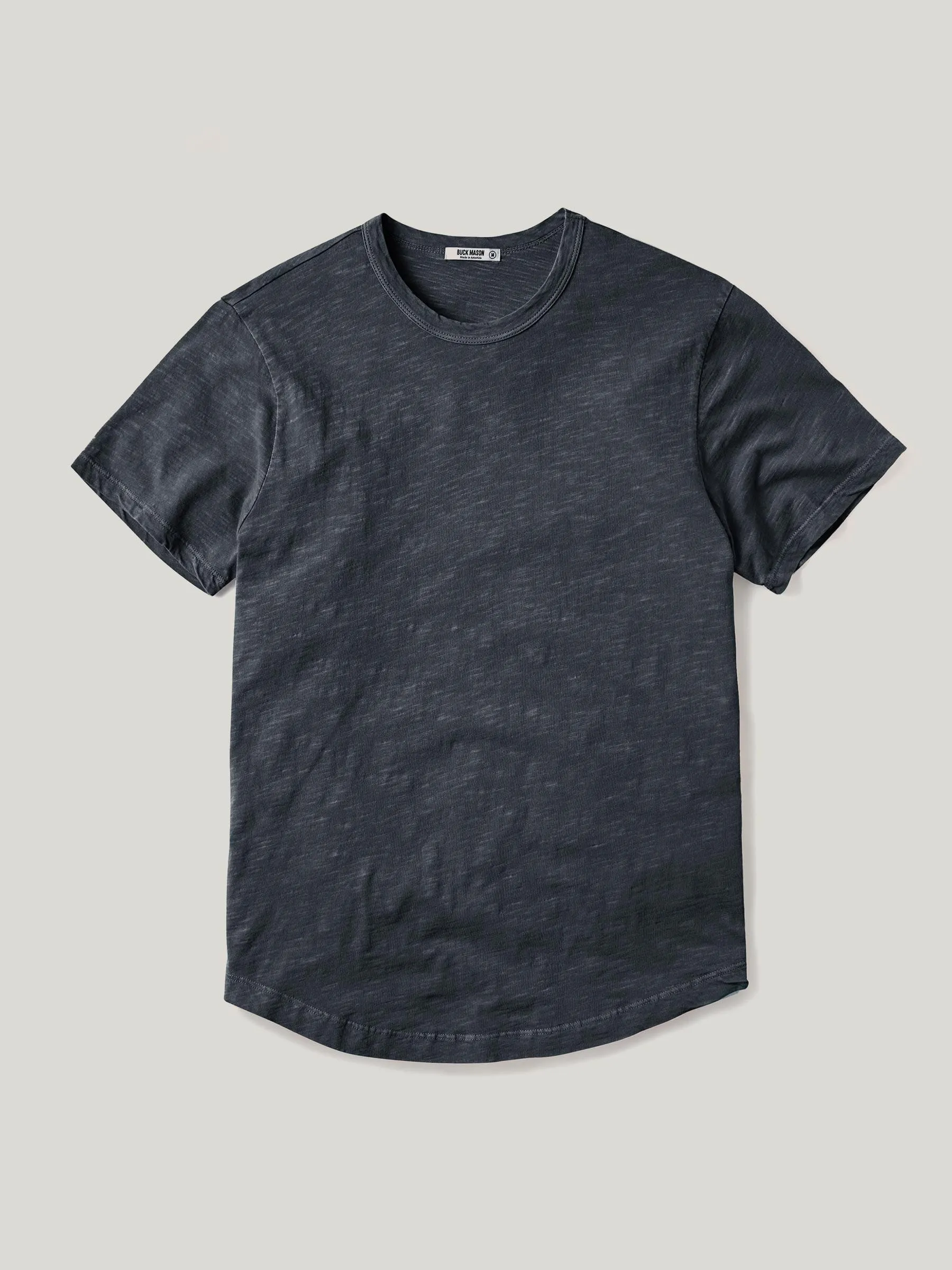 Dark Navy Venice Wash Slub Curved Hem Tee