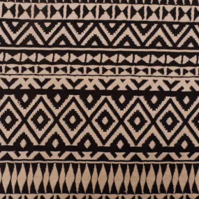 Dusty Beige-Black Aztec Jacquard Stretch Polyester Double Knit Fabric