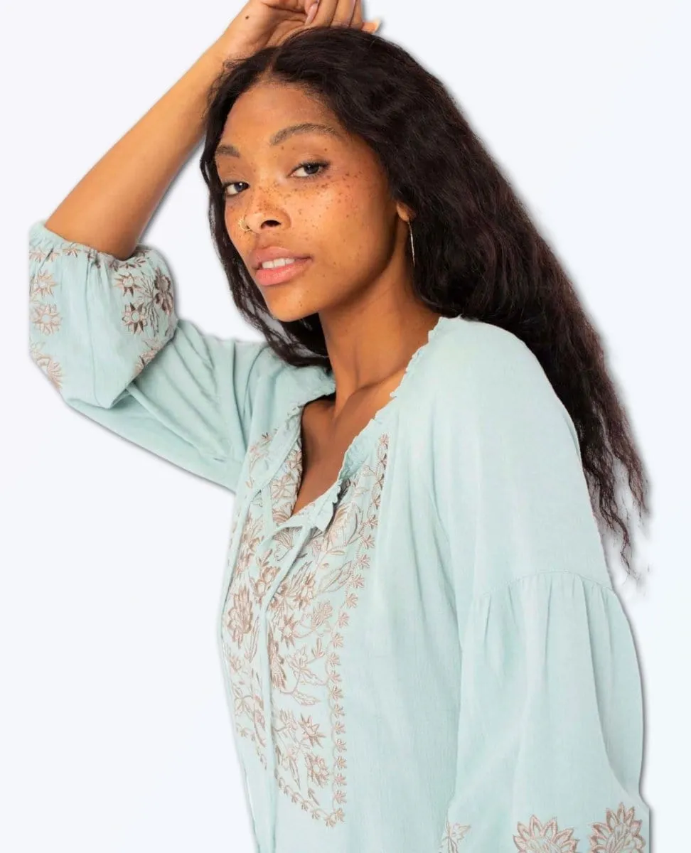 Embroidered Blouse Seafoam