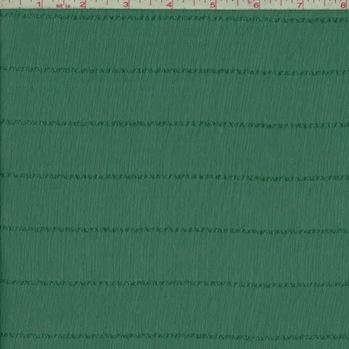 Emerald Stripe Crinkle Chiffon Fabric