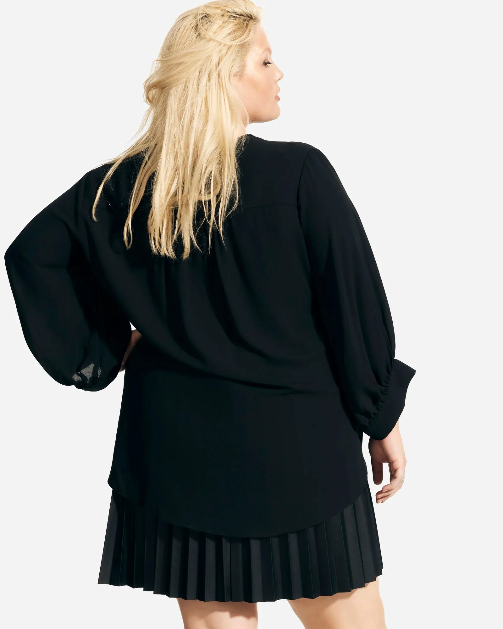 Fatima Tie Neck Peasant Blouse | Black