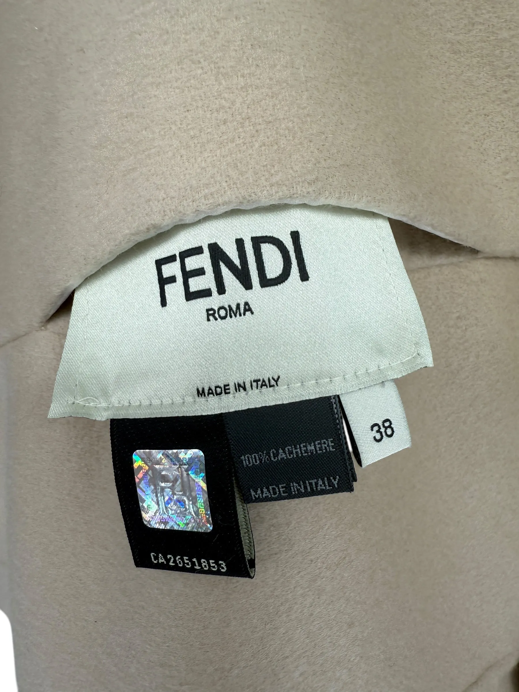 Fendi Cashmere Coat with Struoed Faux Fox Fur Sleeves - Size 38