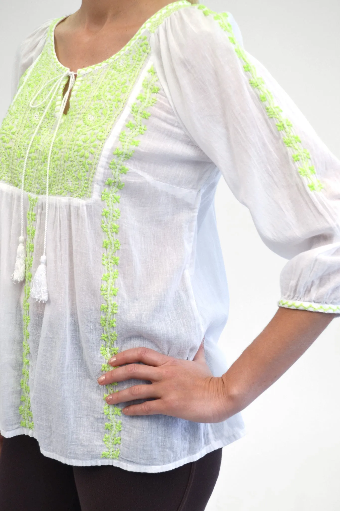 Floral Embroidered Peasant Top