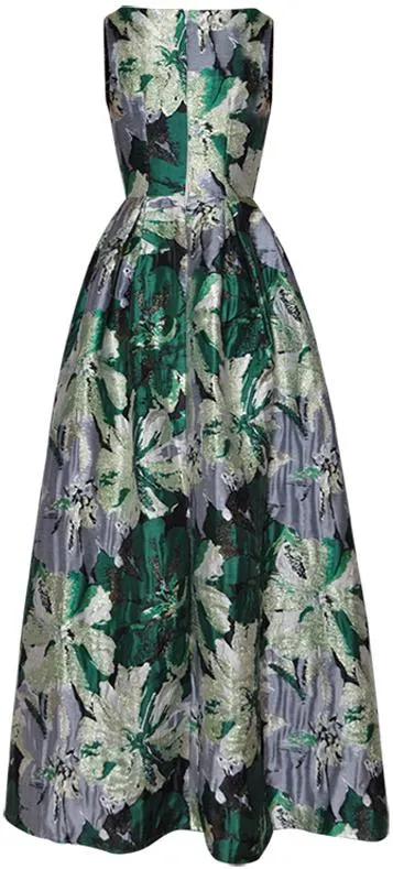 Floral Print Jacquard Gown