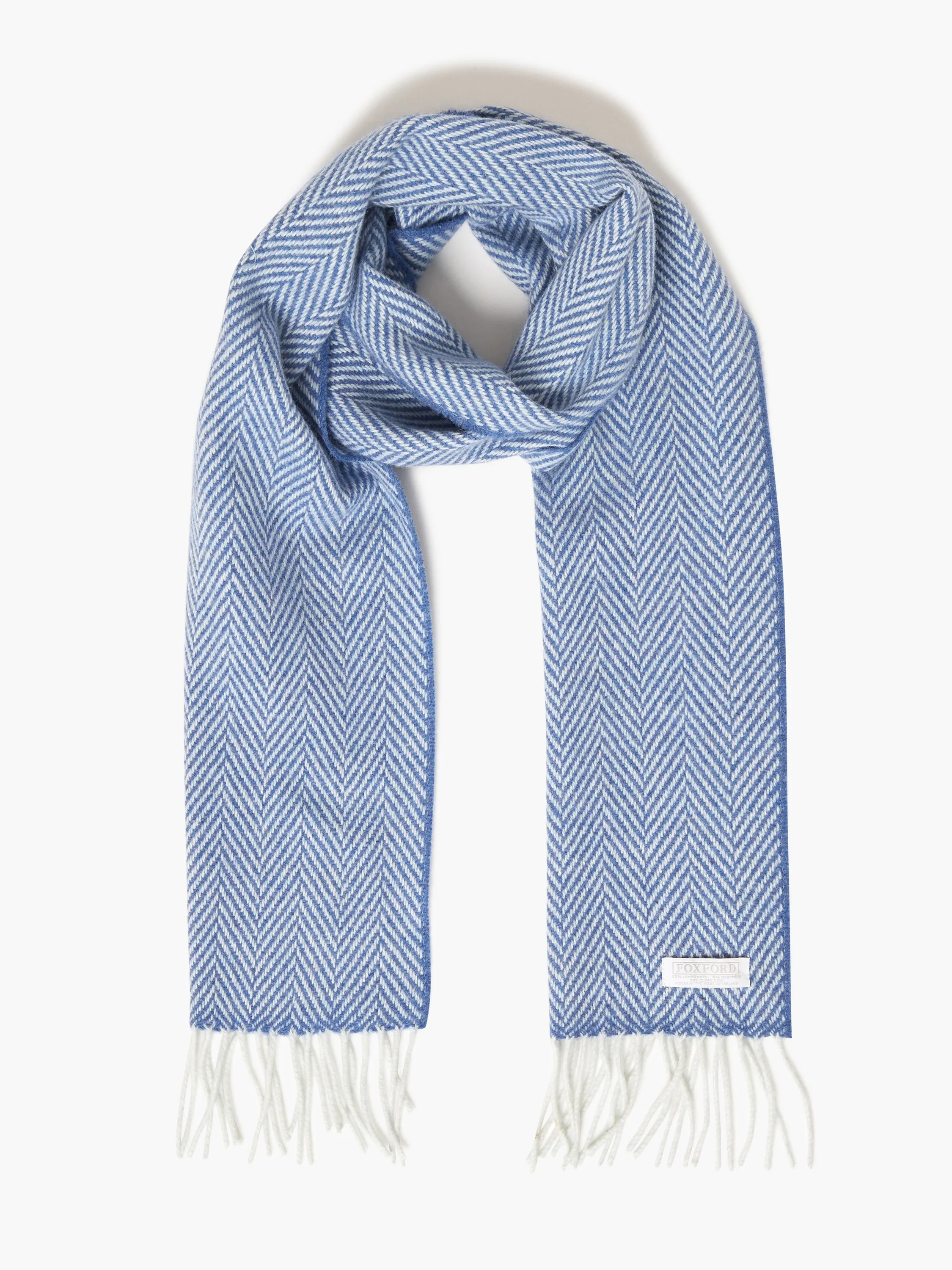 Foxford Denim and White Cashmere Blend Scarf