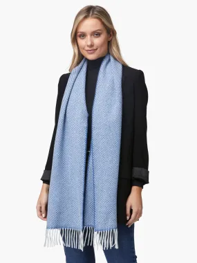 Foxford Denim and White Cashmere Blend Scarf