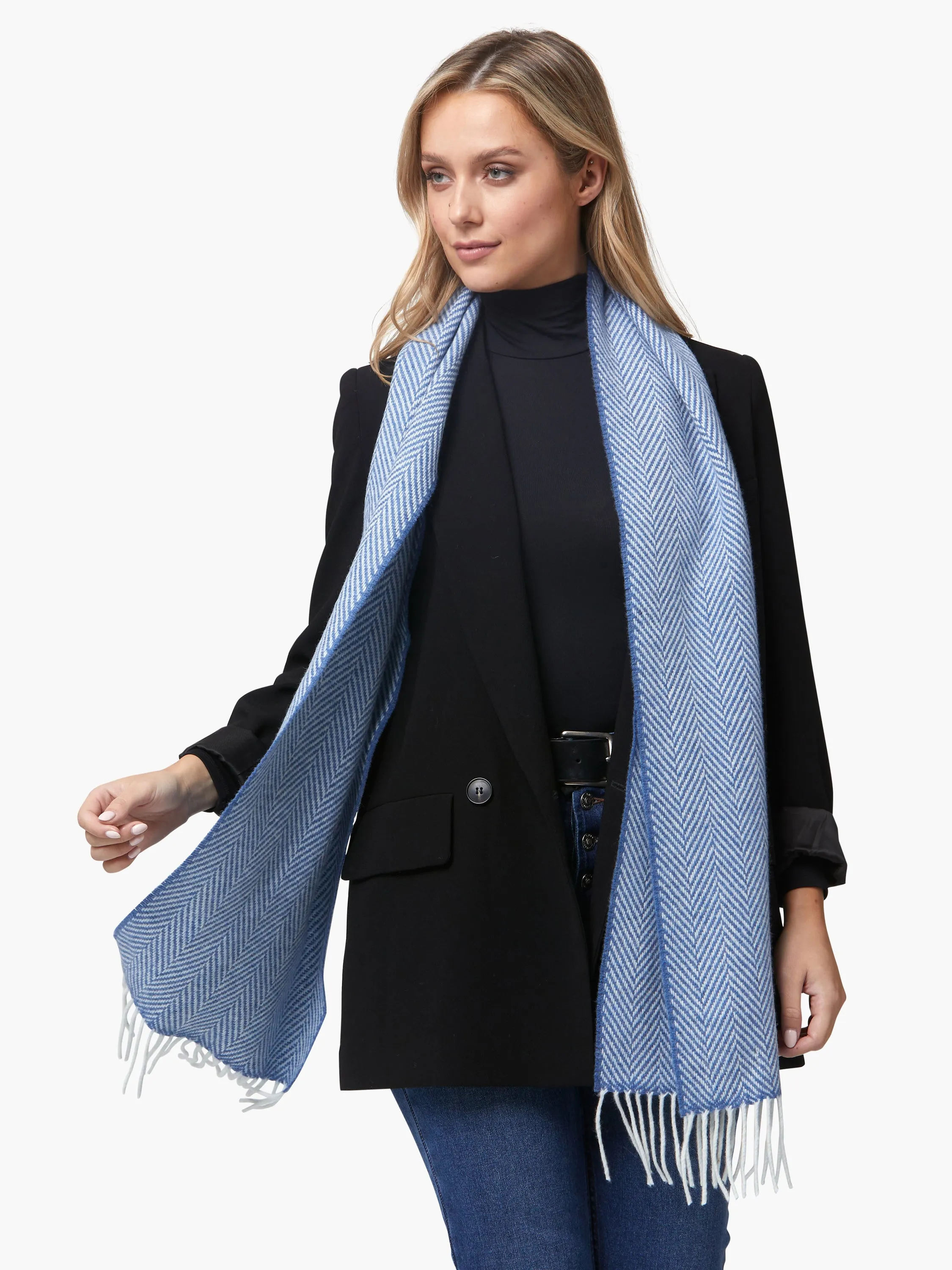 Foxford Denim and White Cashmere Blend Scarf