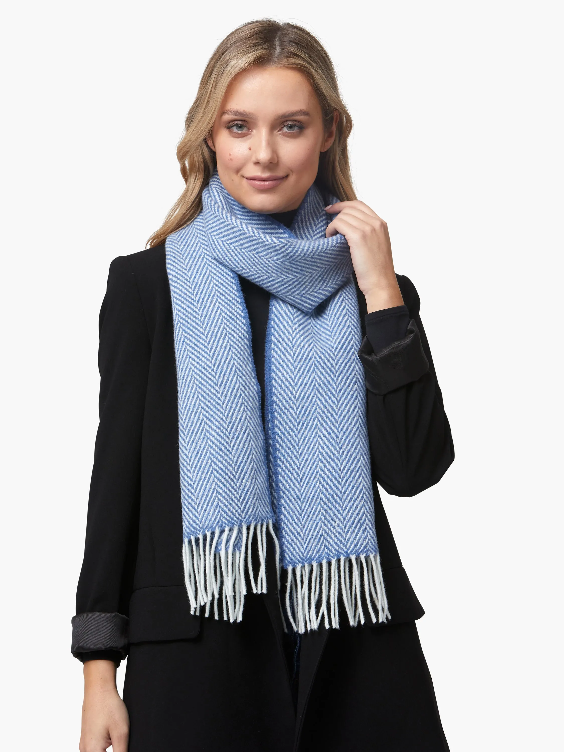 Foxford Denim and White Cashmere Blend Scarf