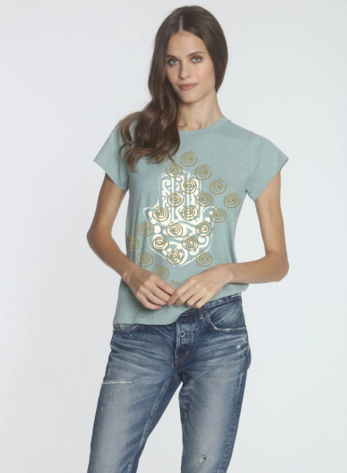 Graphic Ava Tee - Sage Hand Swirl