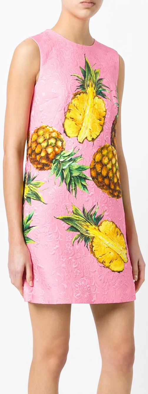 Jacquard Pineapple Printed Brocade Dress