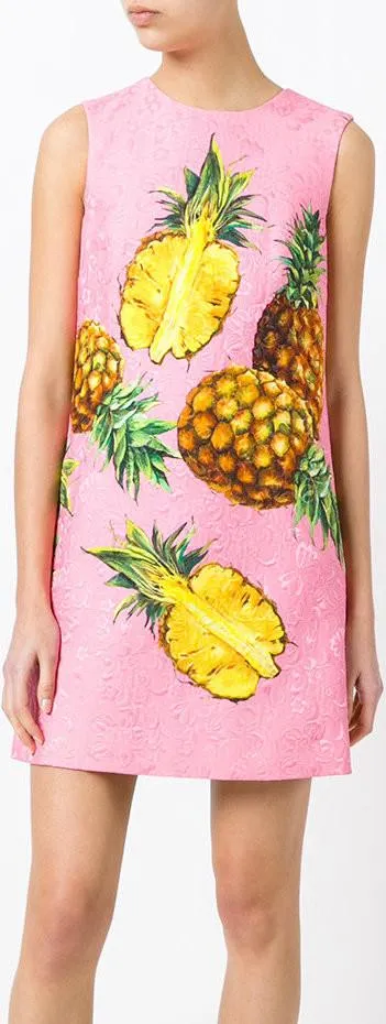 Jacquard Pineapple Printed Brocade Dress