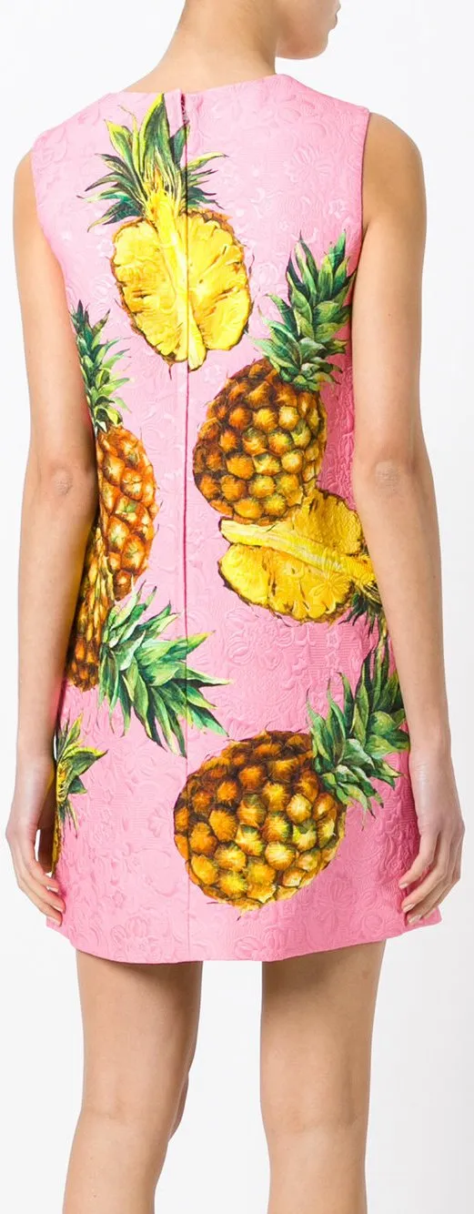 Jacquard Pineapple Printed Brocade Dress