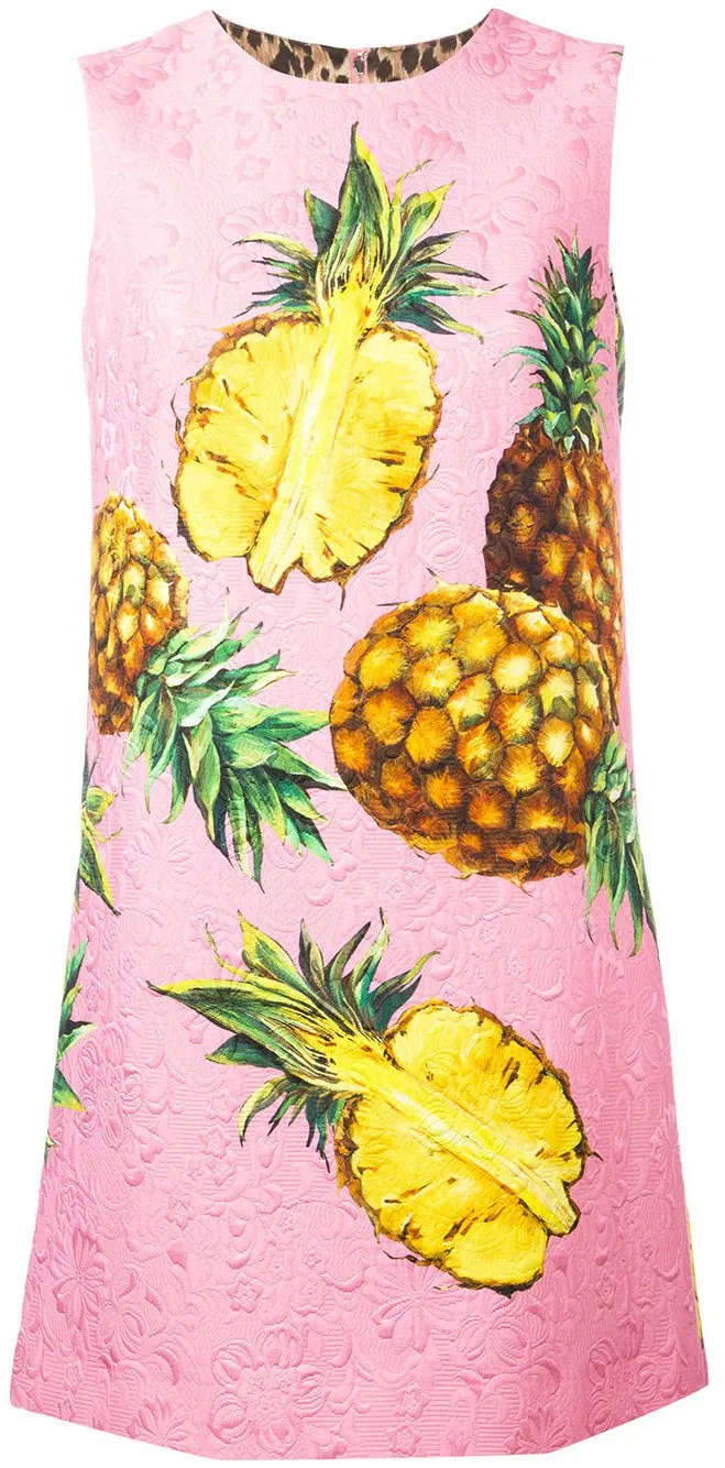 Jacquard Pineapple Printed Brocade Dress