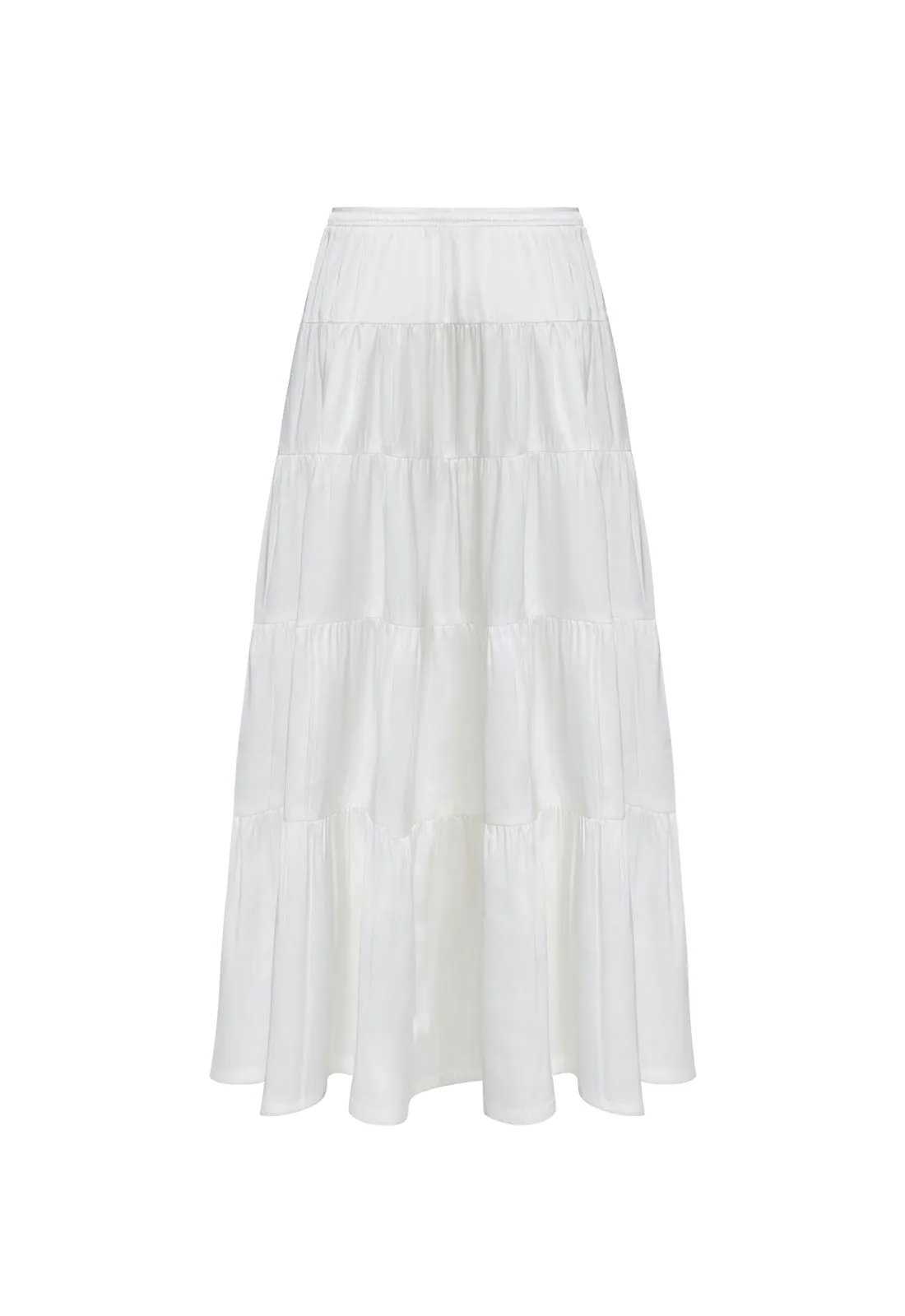 KIERA TIERED SKIRT - PORCELAIN