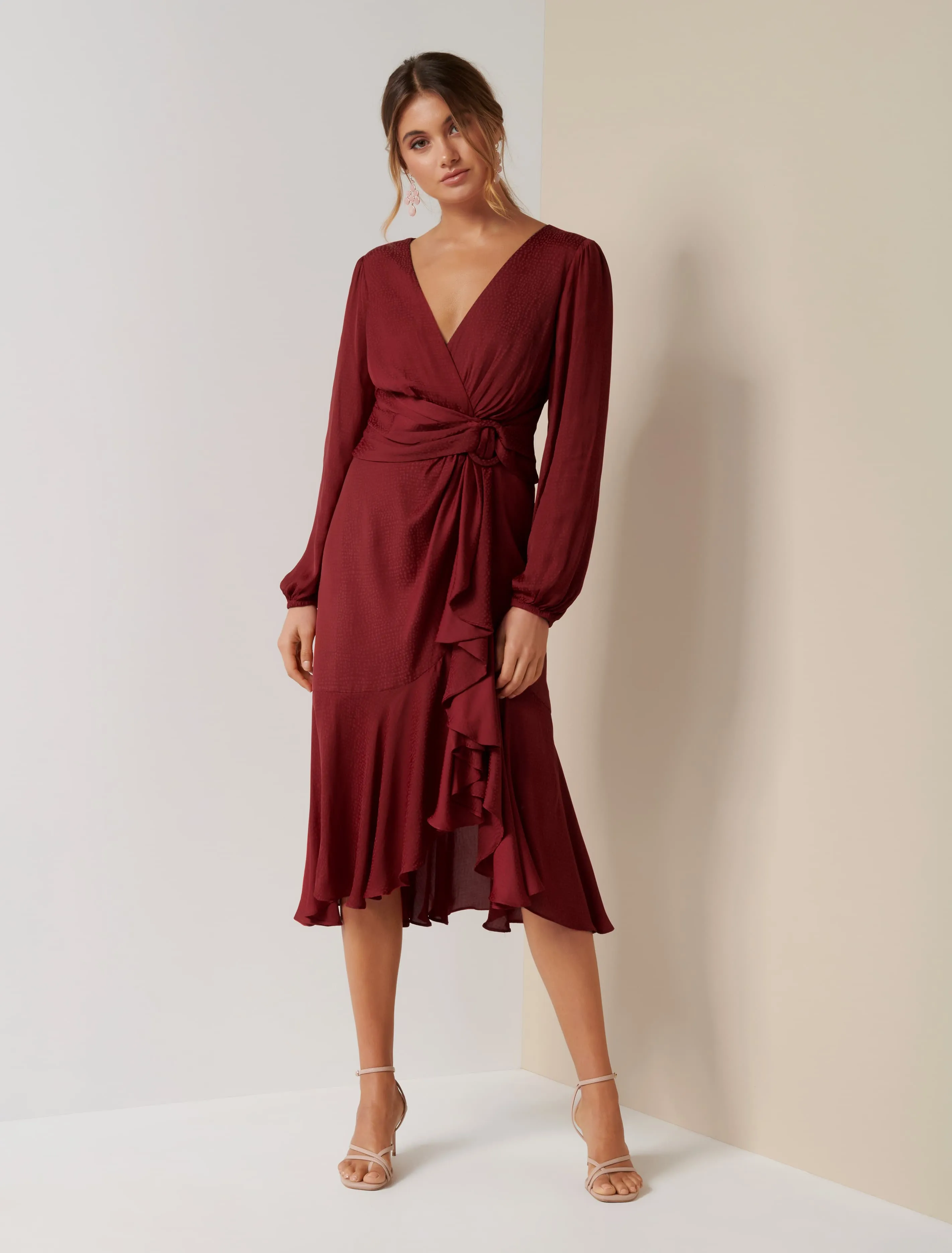 Lilian Balloon Sleeve Midi Dress