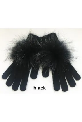 Linda Richards Pom Pom Gloves GL04 | Black