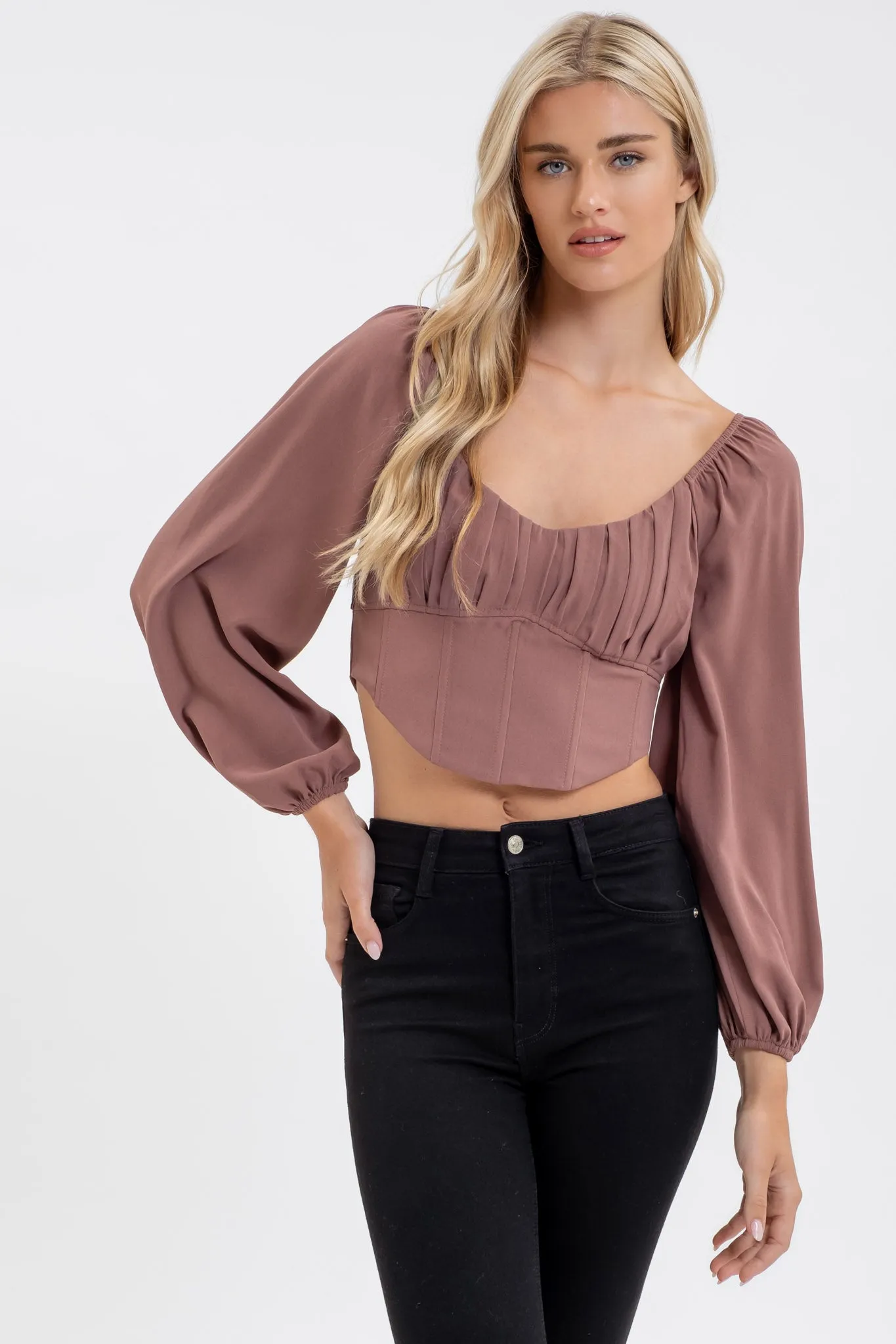 LONG SLEEVE CORSET CROP TOP