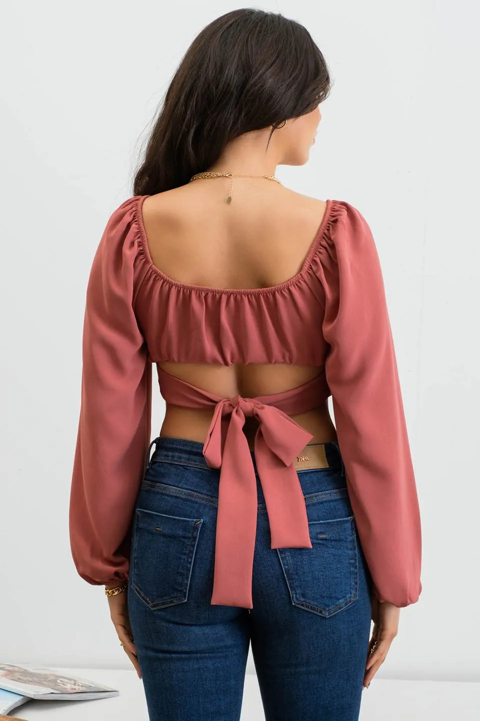 LONG SLEEVE CORSET CROP TOP