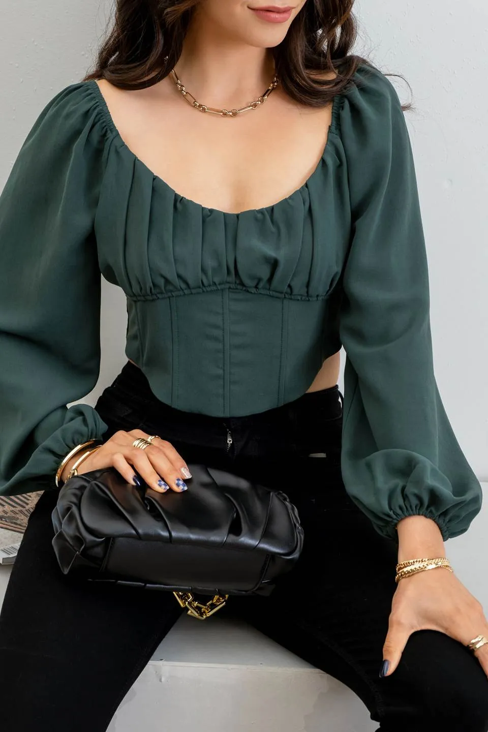 LONG SLEEVE CORSET CROP TOP