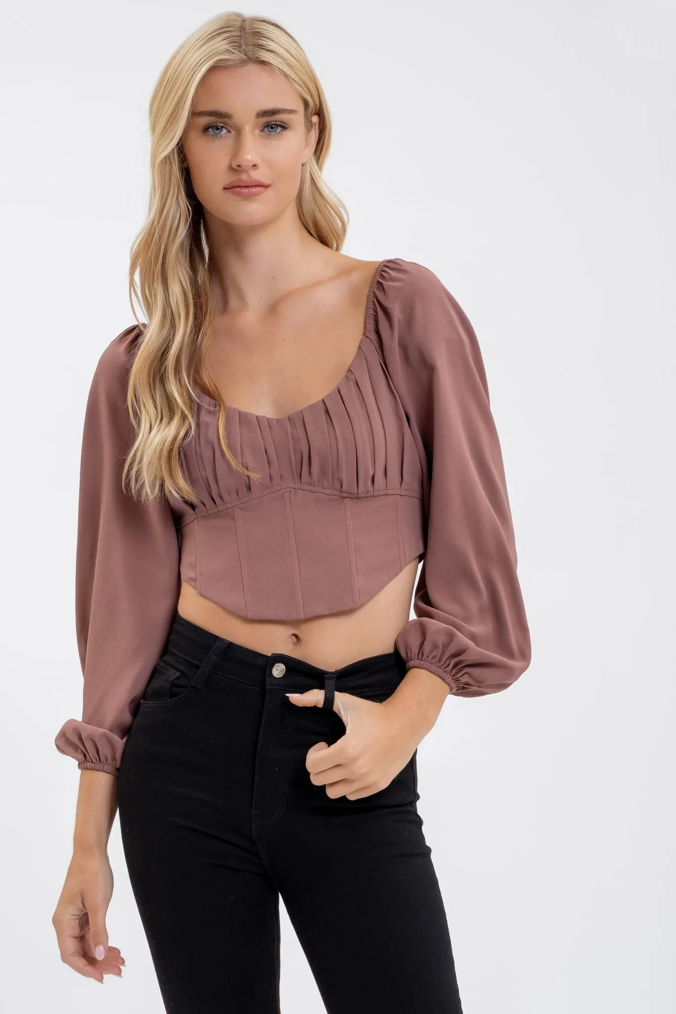 LONG SLEEVE CORSET CROP TOP