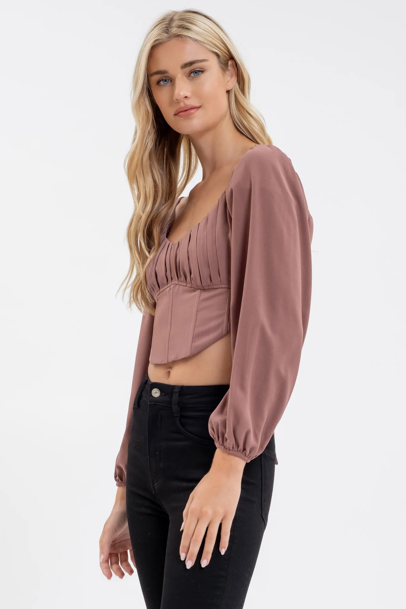 LONG SLEEVE CORSET CROP TOP