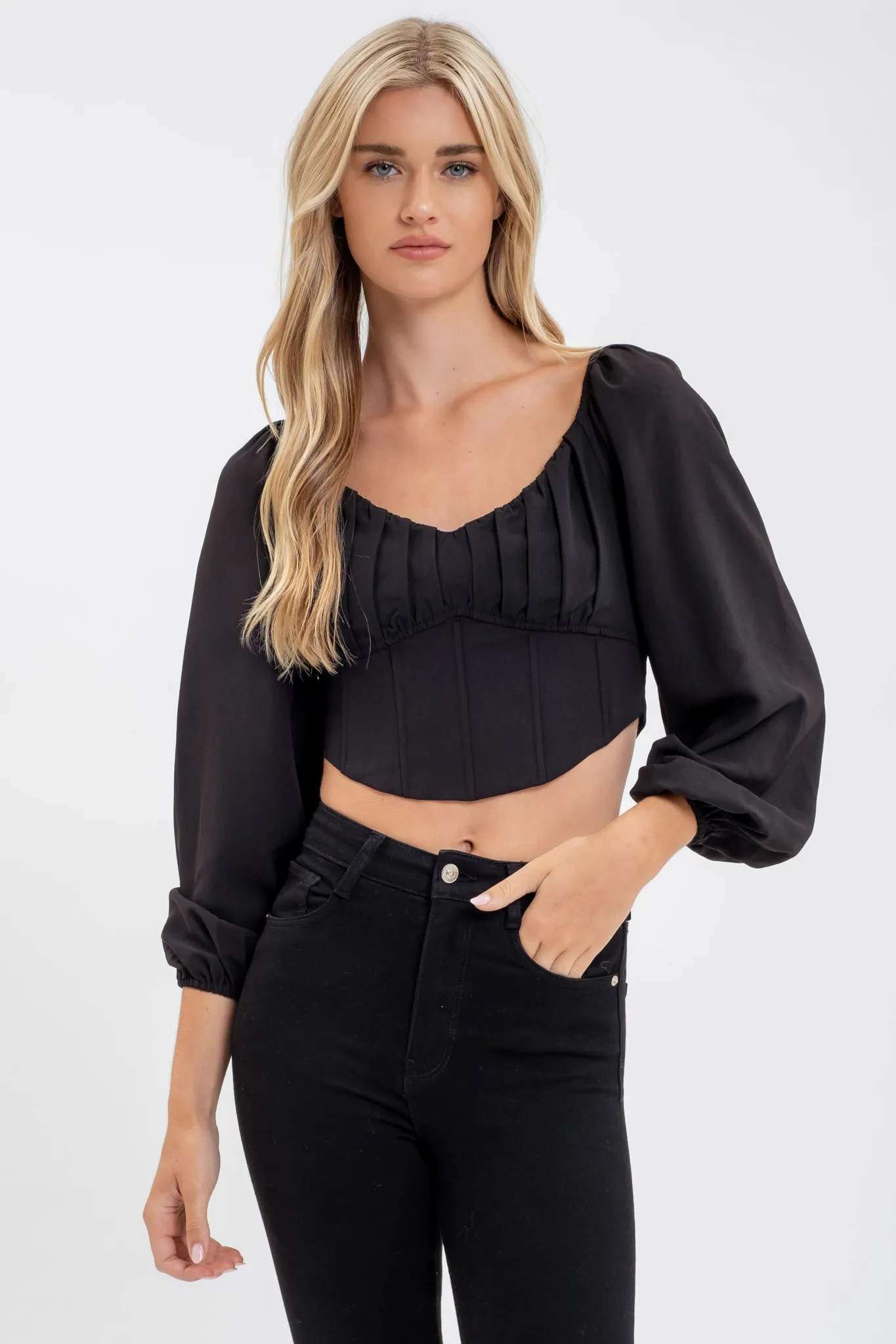 LONG SLEEVE CORSET CROP TOP