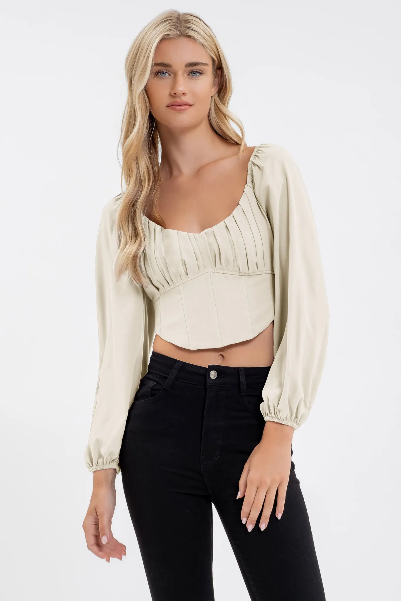 LONG SLEEVE CORSET CROP TOP