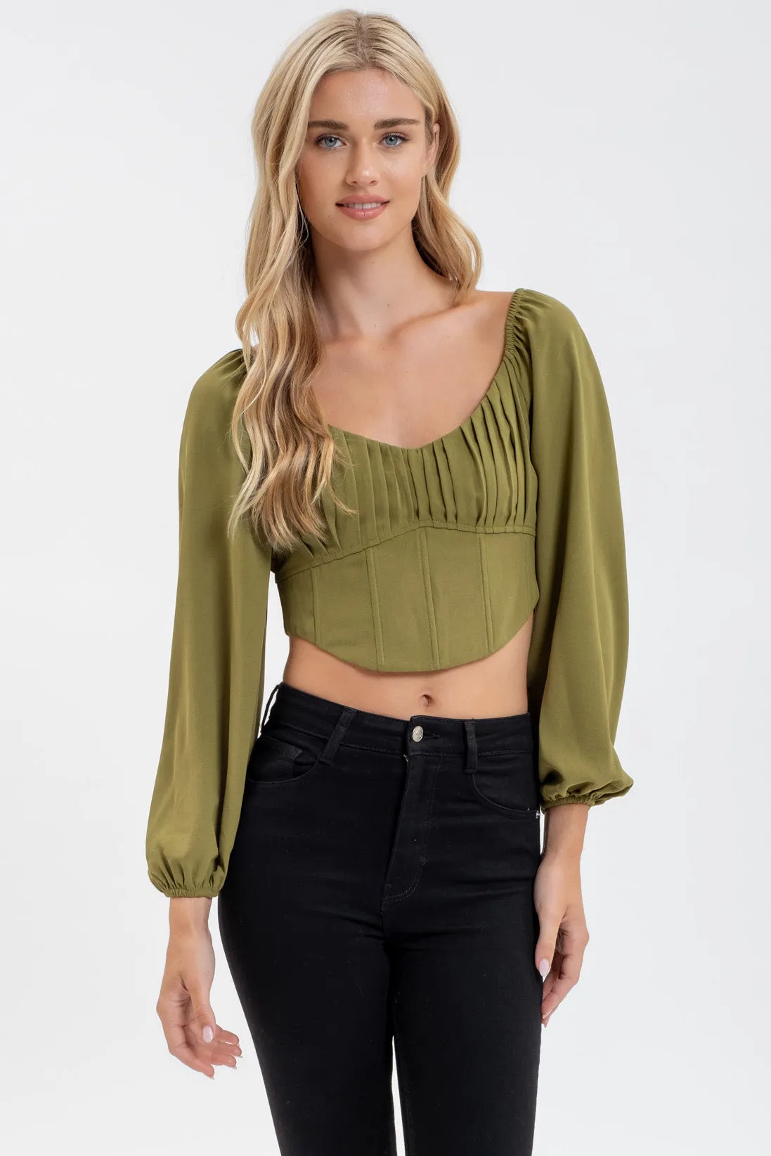 LONG SLEEVE CORSET CROP TOP