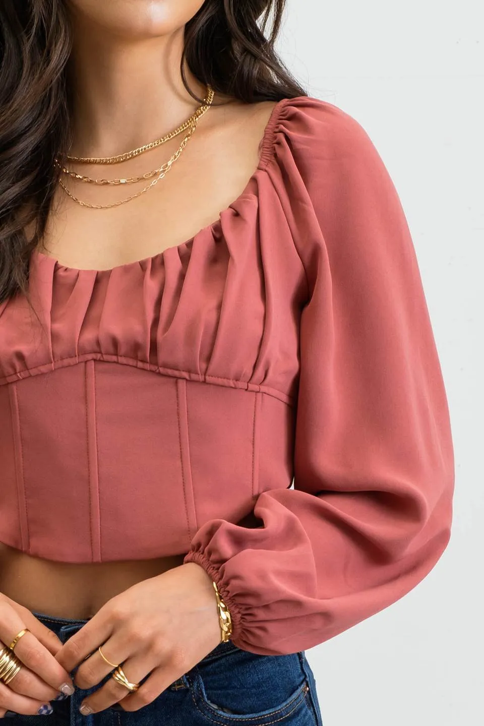 LONG SLEEVE CORSET CROP TOP